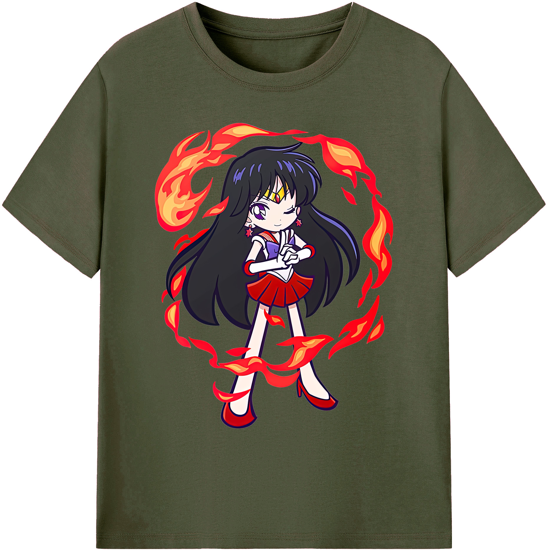 （画像用） 美少女戦士セーラームーン 火野レイ ひの レイ Sailor Moon Hino Rei （セーラーマーズ,Sailor Mars） 綿100％ メンズ半袖Tシャツ｜肌触りやわらか＆通気性
